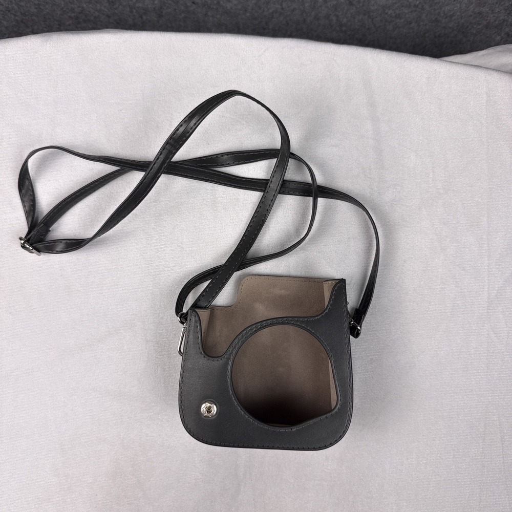 Fujifilm Faux Leather Camera Crossbody Bag Small Black Minimalist Adjustable